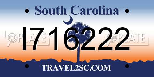 I716222 South Carolina License Plate