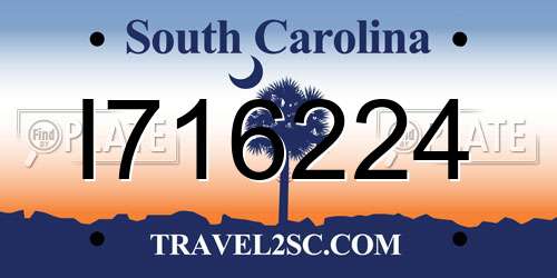 I716224 South Carolina License Plate