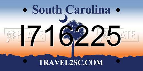 I716225 South Carolina License Plate