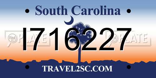 I716227 South Carolina License Plate