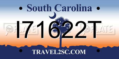 I71622T South Carolina License Plate