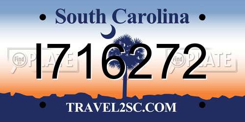 I716272 South Carolina License Plate