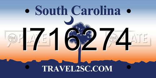 I716274 South Carolina License Plate