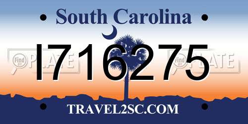 I716275 South Carolina License Plate