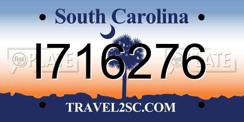 I716276 South Carolina License Plate
