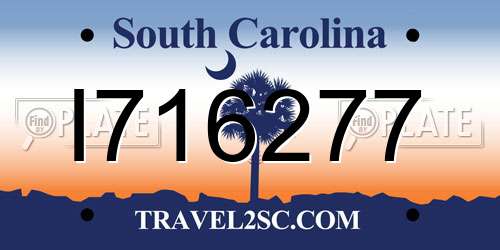 I716277 South Carolina License Plate