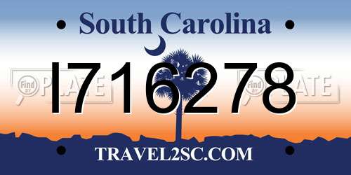 I716278 South Carolina License Plate