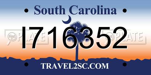 I716352 South Carolina License Plate