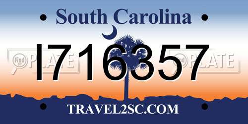 I716357 South Carolina License Plate