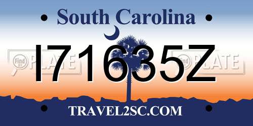 I71635Z South Carolina License Plate
