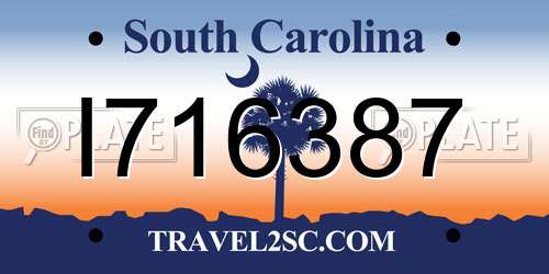 I716387 South Carolina License Plate