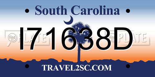 I71638D South Carolina License Plate