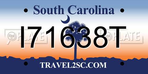 I71638T South Carolina License Plate