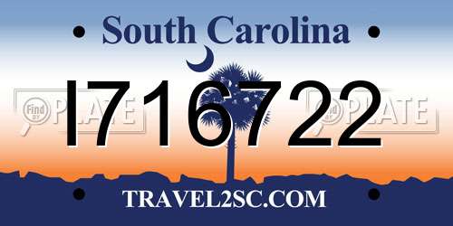 I716722 South Carolina License Plate