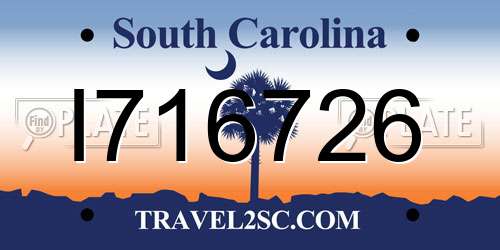 I716726 South Carolina License Plate