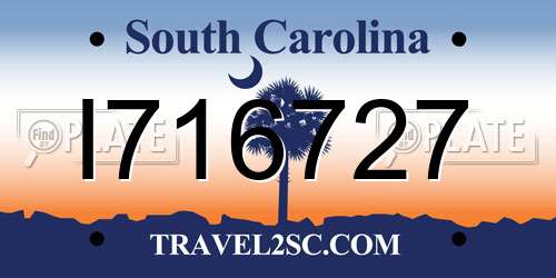 I716727 South Carolina License Plate
