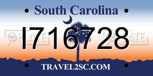 I716728 South Carolina License Plate