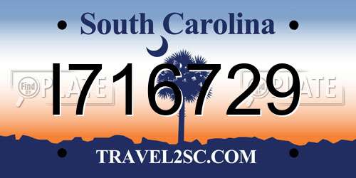 I716729 South Carolina License Plate