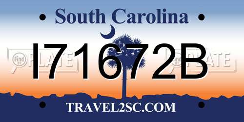 I71672B South Carolina License Plate