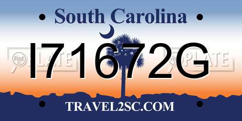 I71672G South Carolina License Plate