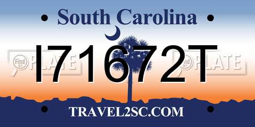 I71672T South Carolina License Plate