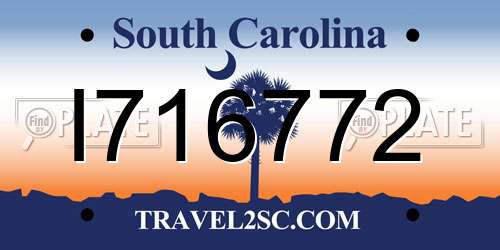 I716772 South Carolina License Plate