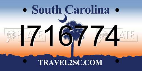 I716774 South Carolina License Plate