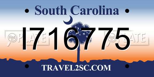 I716775 South Carolina License Plate