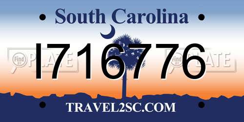 I716776 South Carolina License Plate
