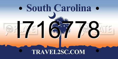 I716778 South Carolina License Plate