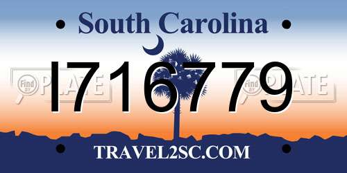 I716779 South Carolina License Plate