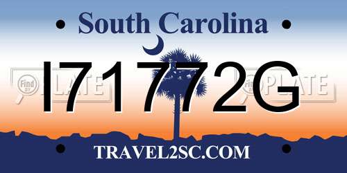 I71772G South Carolina License Plate