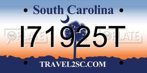 I71925T South Carolina License Plate