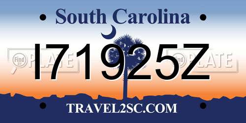 I71925Z South Carolina License Plate