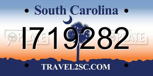 I719282 South Carolina License Plate