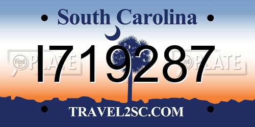 I719287 South Carolina License Plate