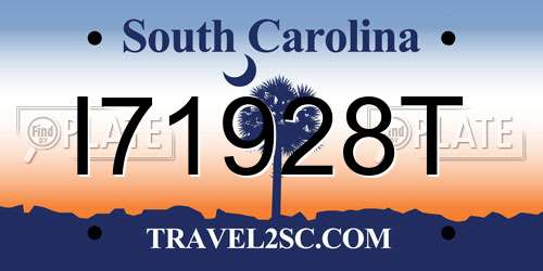 I71928T South Carolina License Plate