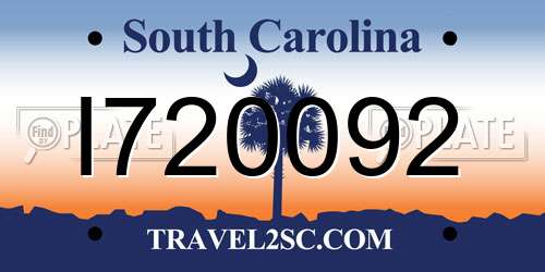 I720092 South Carolina License Plate