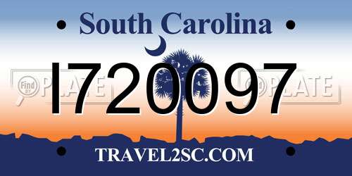 I720097 South Carolina License Plate