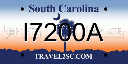 I7200A South Carolina License Plate