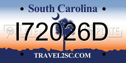I72026D South Carolina License Plate