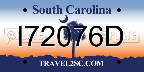 I72076D South Carolina License Plate