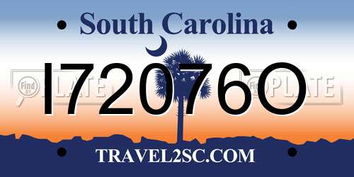I72076O South Carolina License Plate