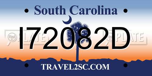 I72082D South Carolina License Plate