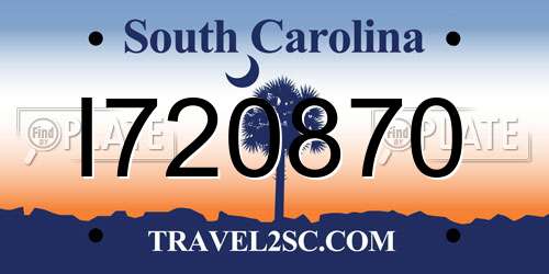 I720870 South Carolina License Plate