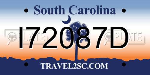 I72087D South Carolina License Plate