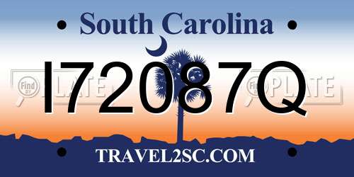 I72087Q South Carolina License Plate