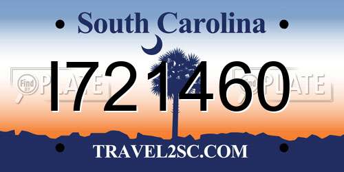I721460 South Carolina License Plate