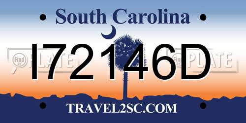 I72146D South Carolina License Plate