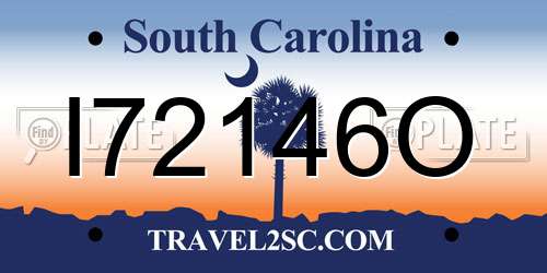 I72146O South Carolina License Plate